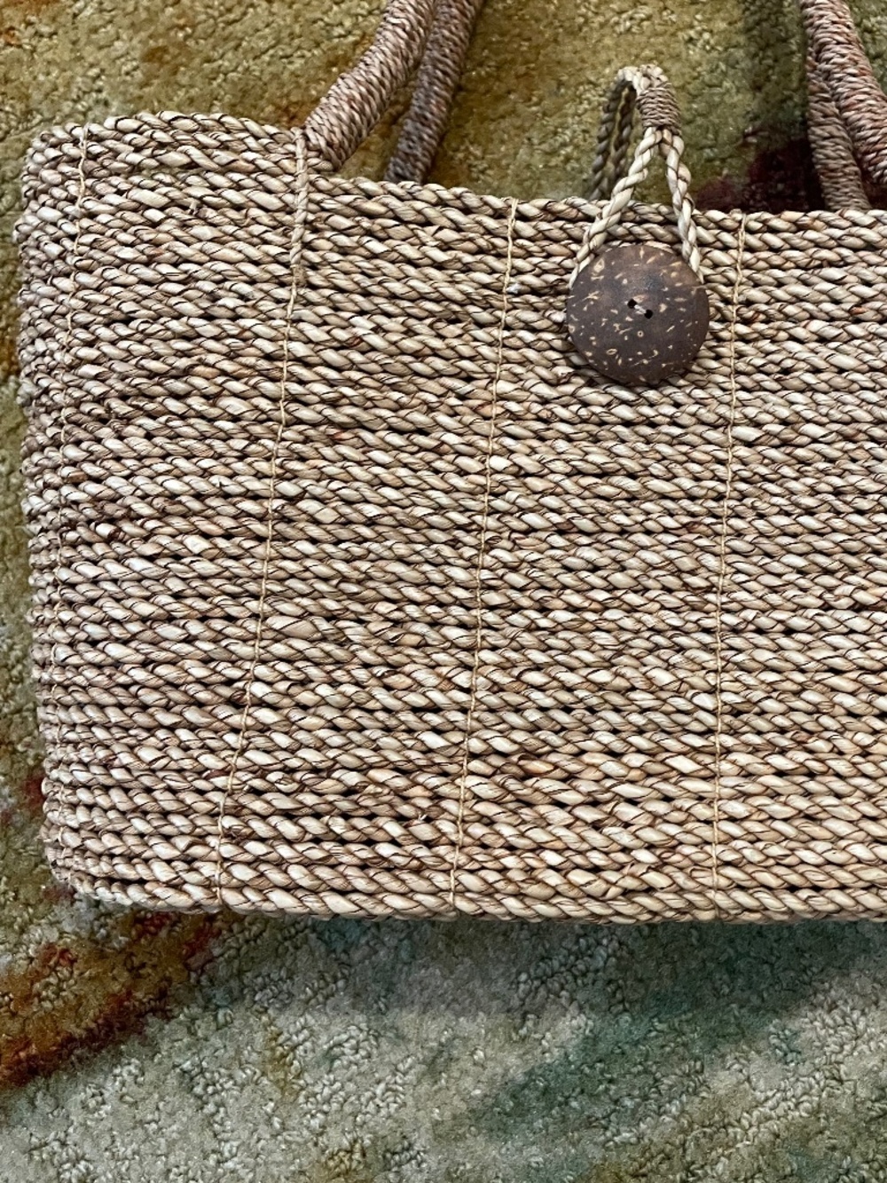 Woven hand Bag with Coconut Shell Button